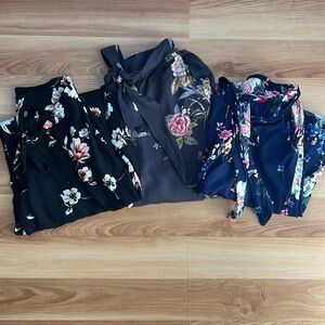 BUNDLE of 3 linen wide leg floral pants